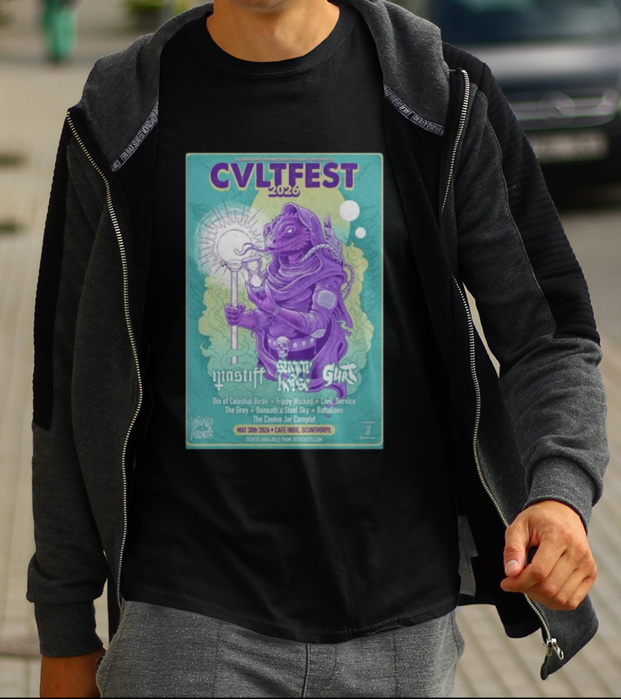 CVLTFEST 2026 Café INDIEpendent Scunthorpe May 30 Tour Featuring Mastiff Snow Gurt T-Shirt