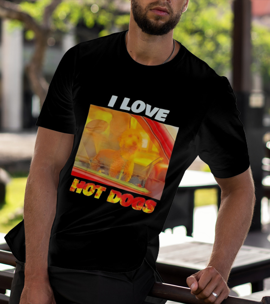 I Love Hot Dogs Poodle In Car T-Shirt