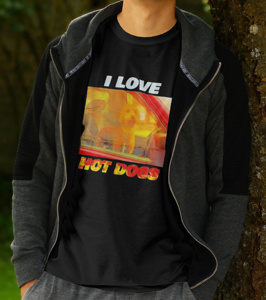 I Love Hot Dogs Poodle In Car T-Shirt
