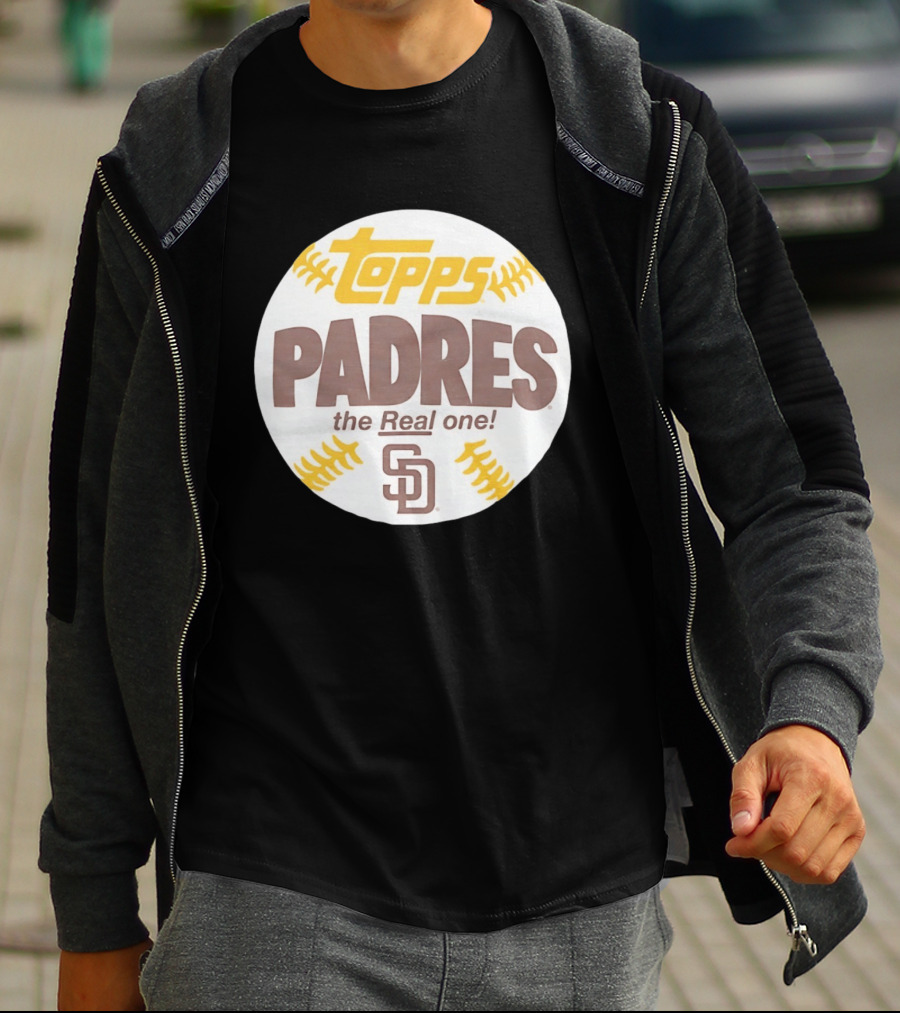 Topps Padres The Real One SD Logo Baseball Shape T-Shirt