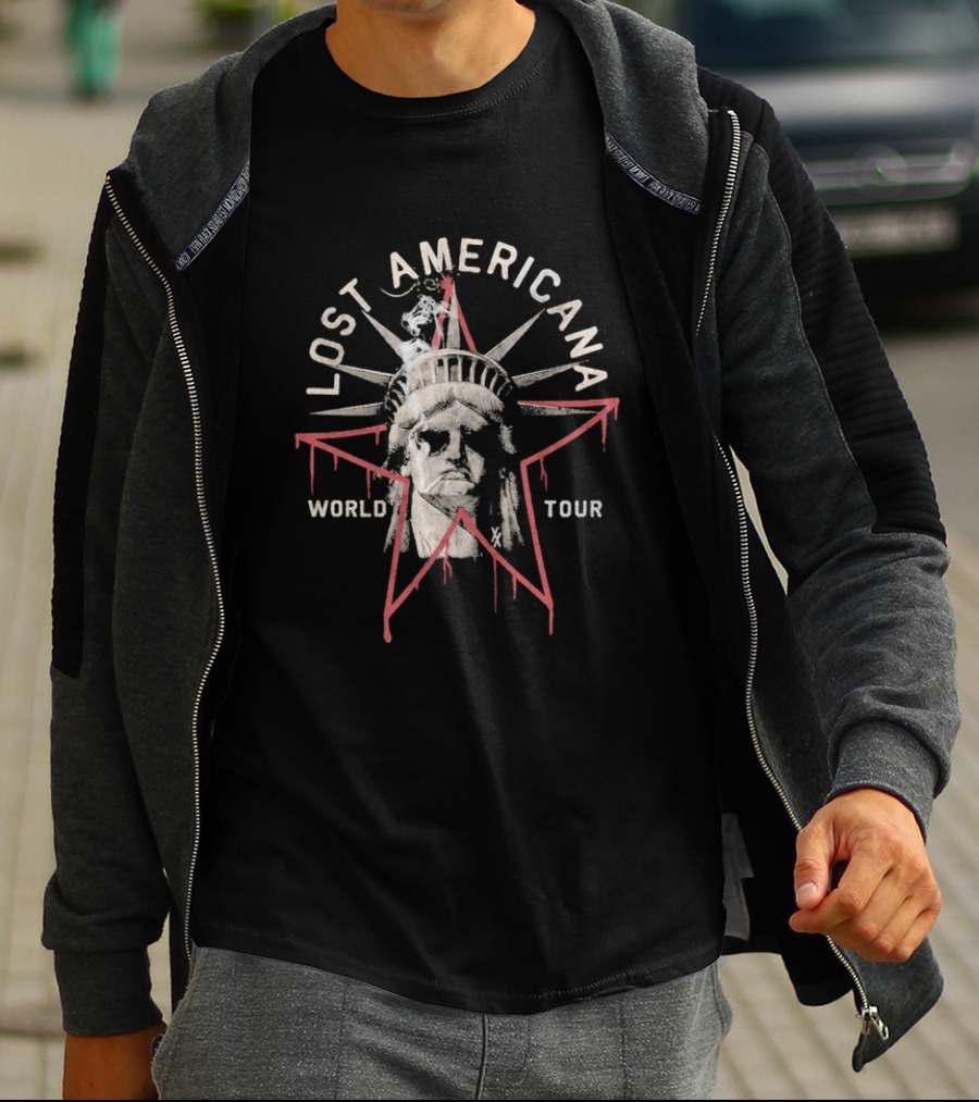 Machine Gun Kelly MGK Lost Americana World Tour 2026 Liberty Tour Statue Of Liberty Star T-Shirt
