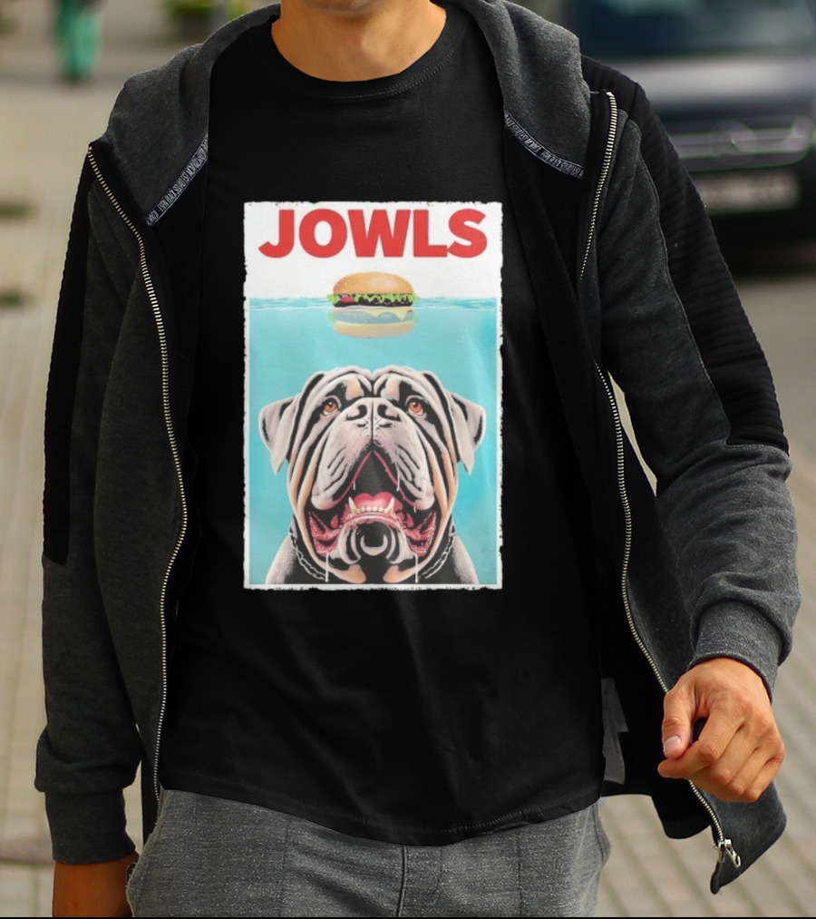 Jowls Mastiff Burger Floating Above Water T-Shirt