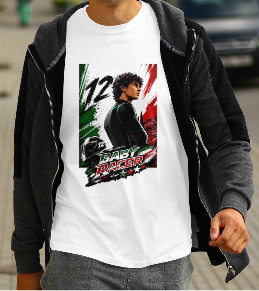 12 Baby Racer Italy Flag Motorcycle Racing Art With Italian T-Shirt