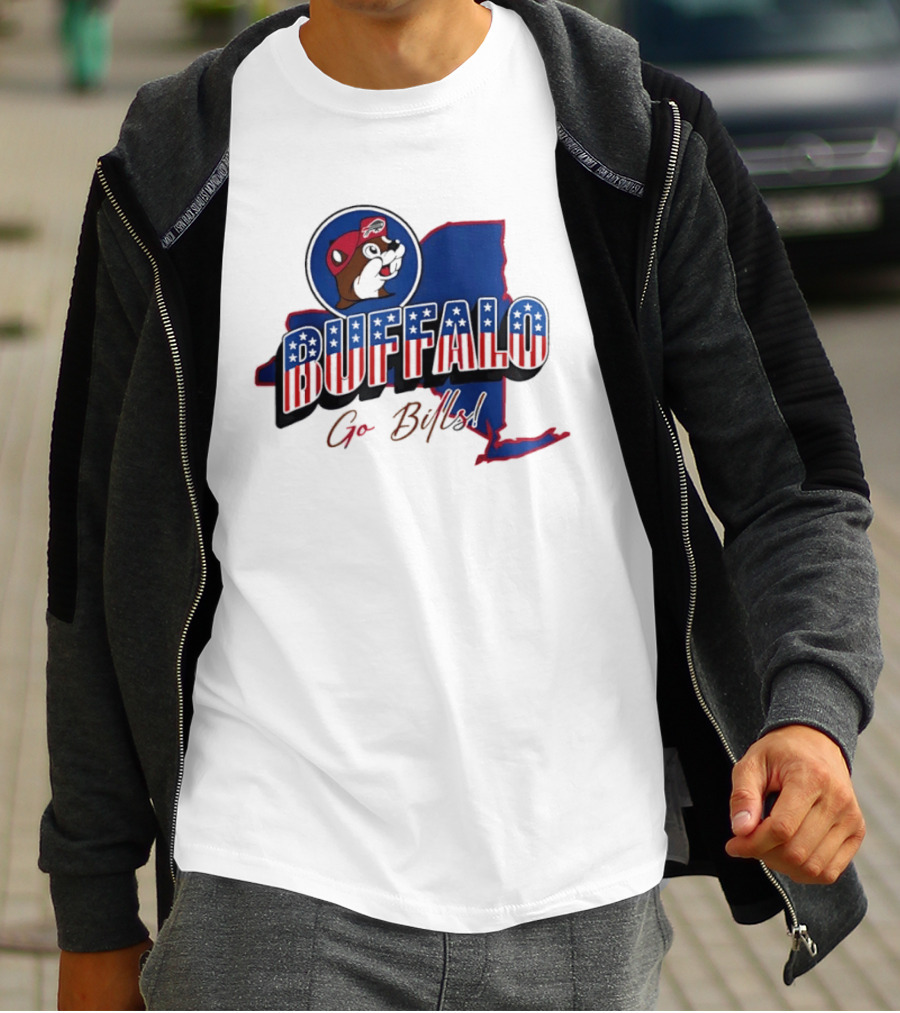 Buffalo Bills Buc Ee's Patriotic Go Bills Map T-Shirt
