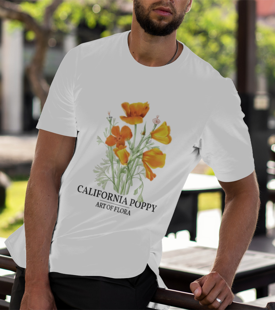 California Poppy Art Of Flora Botanical Nature T-Shirt