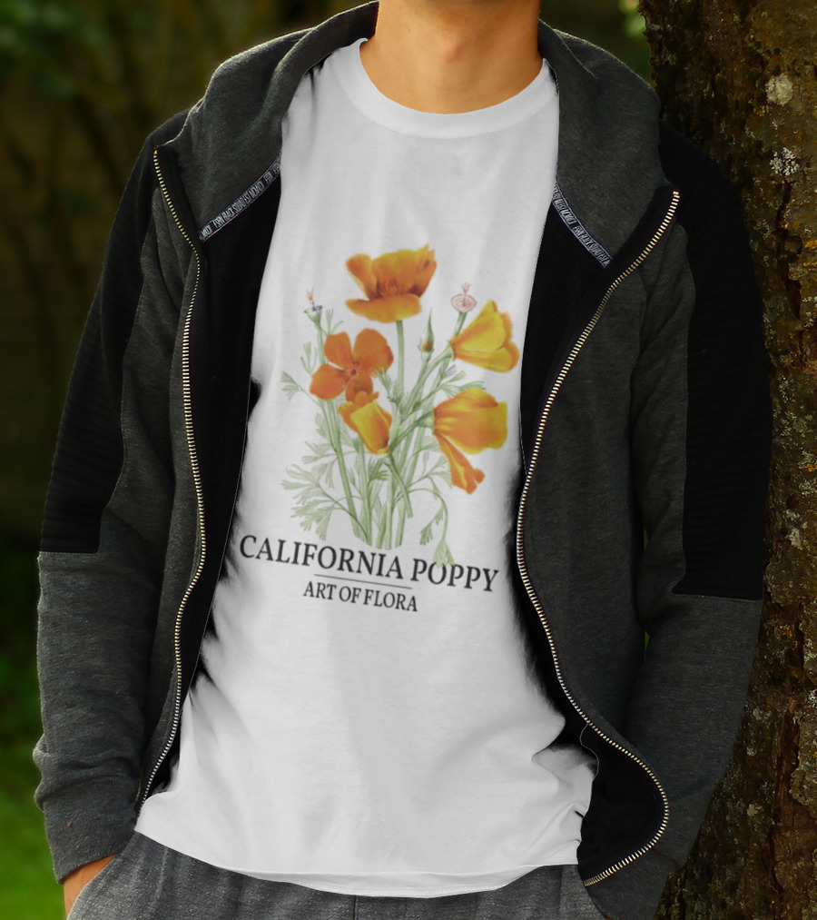 California Poppy Art Of Flora Botanical Nature T-Shirt