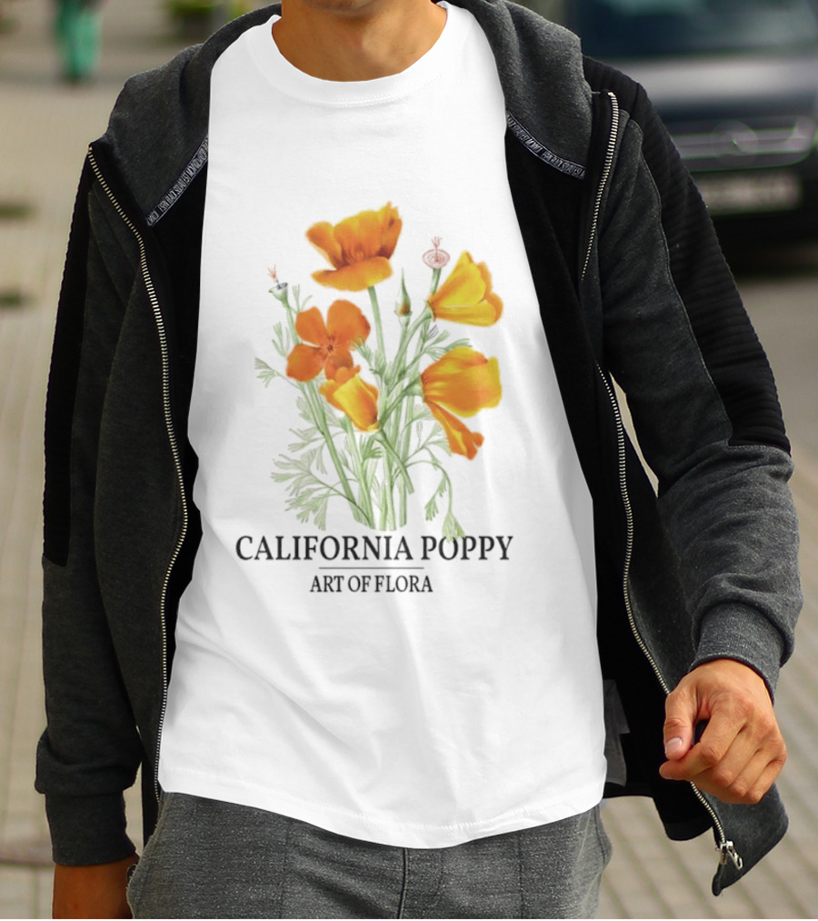 California Poppy Art Of Flora Botanical Nature T-Shirt