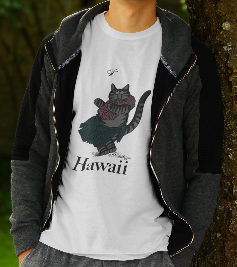 B Kliban Cat In Hula Skirt Hawaii T-Shirt