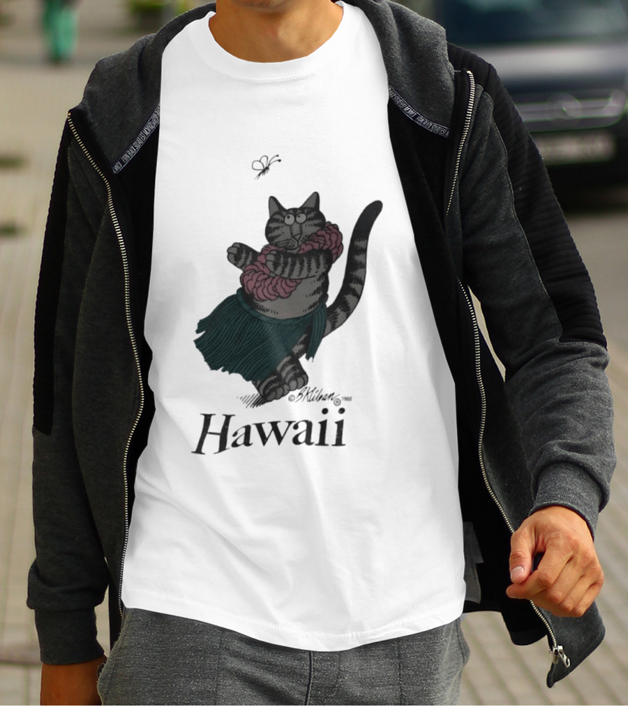 B Kliban Cat In Hula Skirt Hawaii T-Shirt