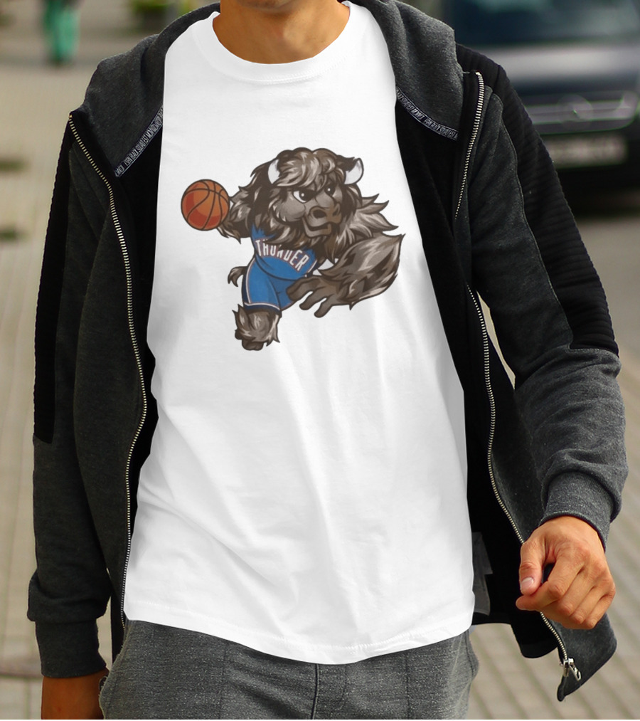 Oklahoma City Thunder Rumble The Bison Basketball Mascot Fun T-Shirt