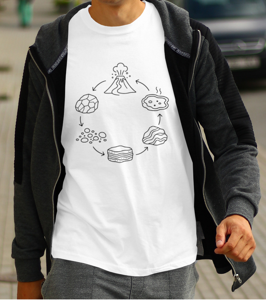 Rock Cycle Diagram Volcano And Earth Science Geology T-Shirt