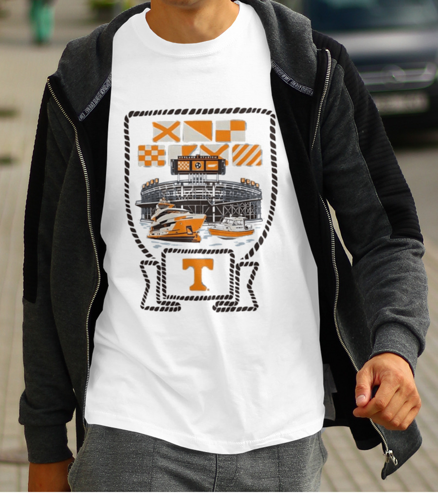 Neyland Stadium Sailgating Tennessee Volunteers Boats Nautical Flags T-Shirt