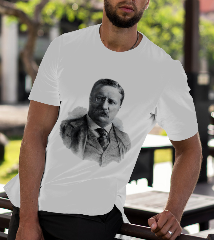 Theodore Roosevelt Engraving President USA Iconic Historical Figure T-Shirt