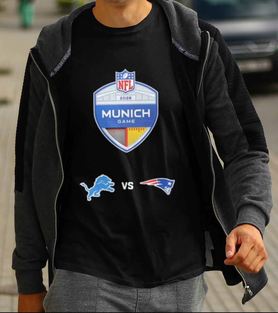 Detroit Lions Vs New England Patriots NFL 2026 Munich Game Matchup T-Shirt