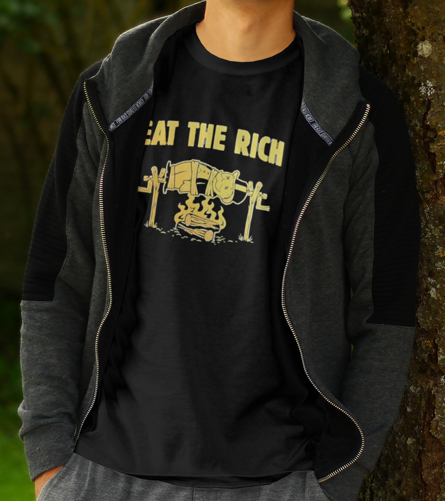Eat The Rich Monopoly Man Over Campfire Satire T-Shirt