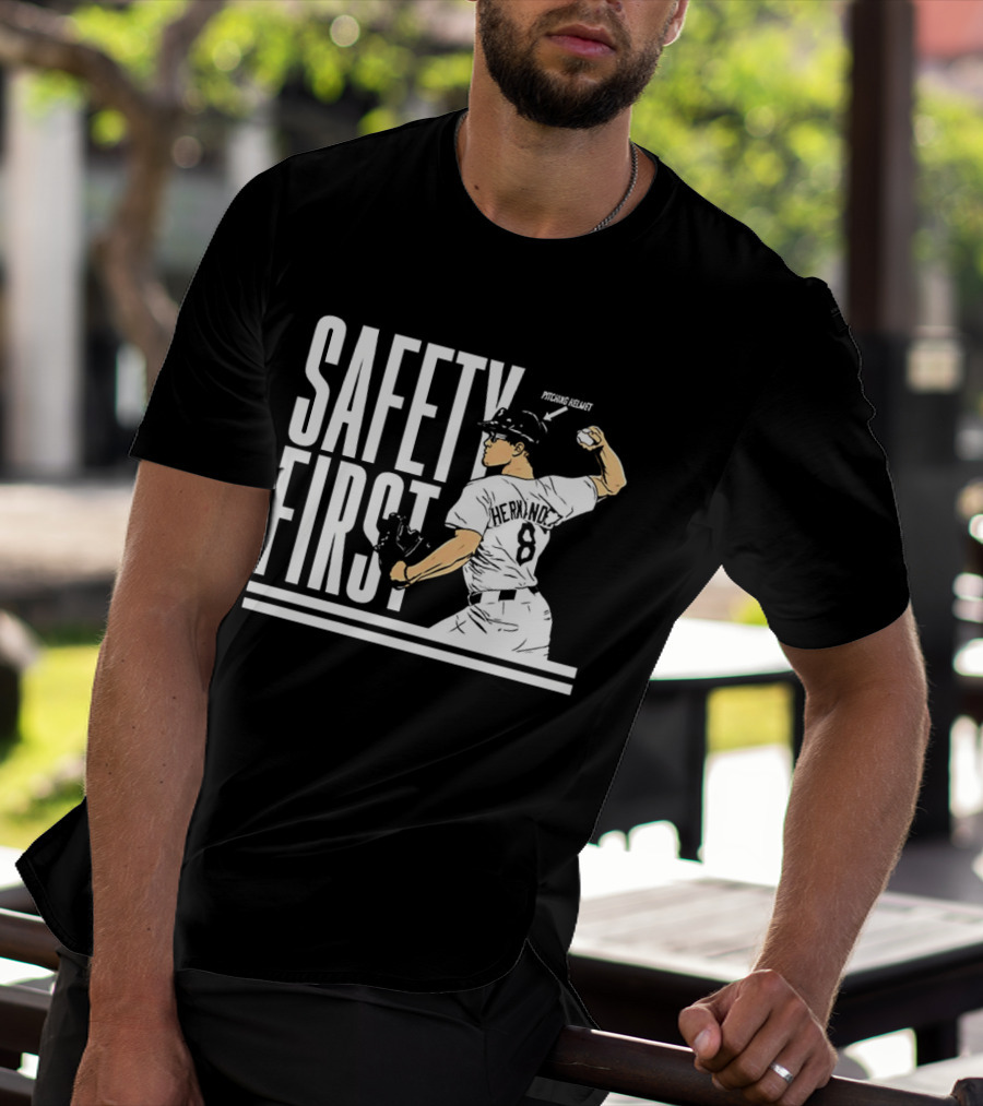 Kike Hernandez Safety First Number 8 Dodgers Baseball T-Shirt