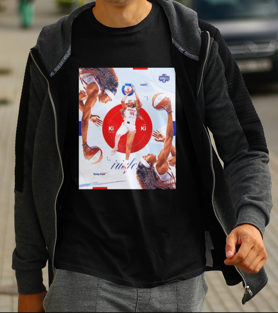 Washington Mystics Player Kiki Iriafen Number Forty Four Basketball Action Montage T-Shirt