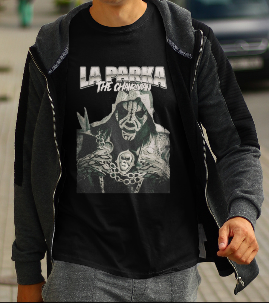 La Parka The Chairman Mexican Wrestler Iconic Mask And Chains T-Shirt