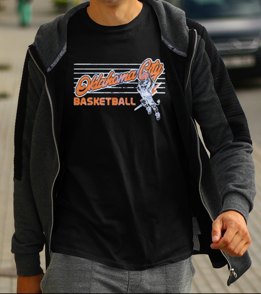 Oklahoma City Basketball Cartoon Slam Dunk T-Shirt