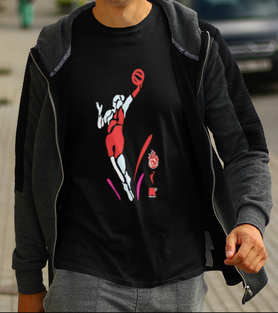 Portland Fire WNBA Round 21 Basketball Victory Player Silhouette Flame T-Shirt