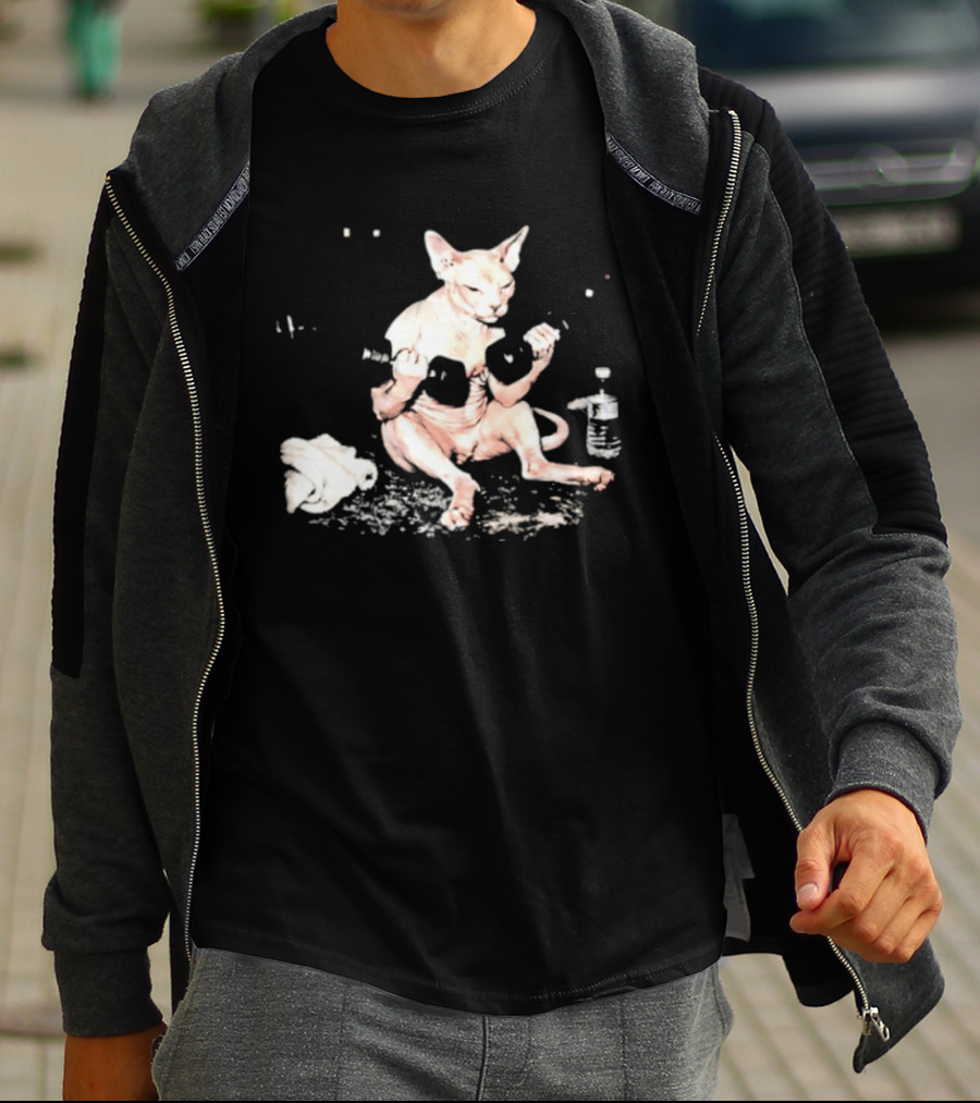 Sphynx Cat Lifting Weights Fitness T-Shirt