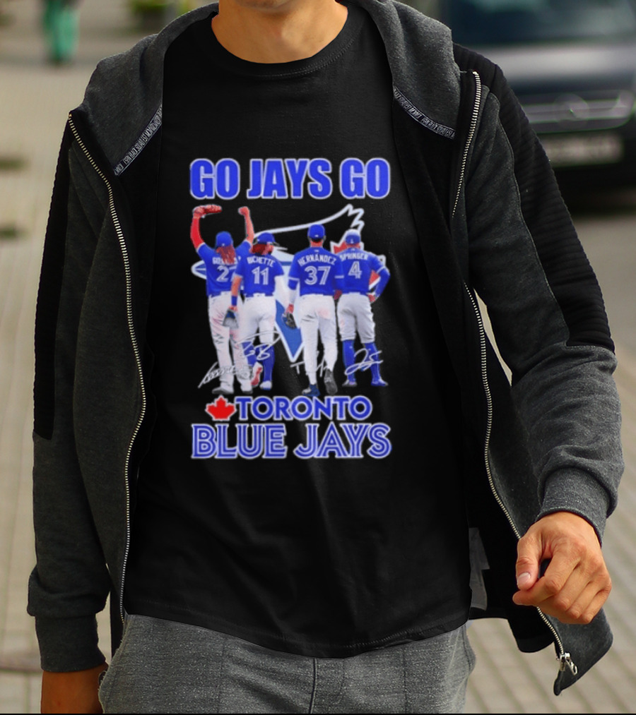 Go Jays Go Toronto Blue Jays Bichette Guerrero Hernandez Springer Autographed Baseball T-Shirt