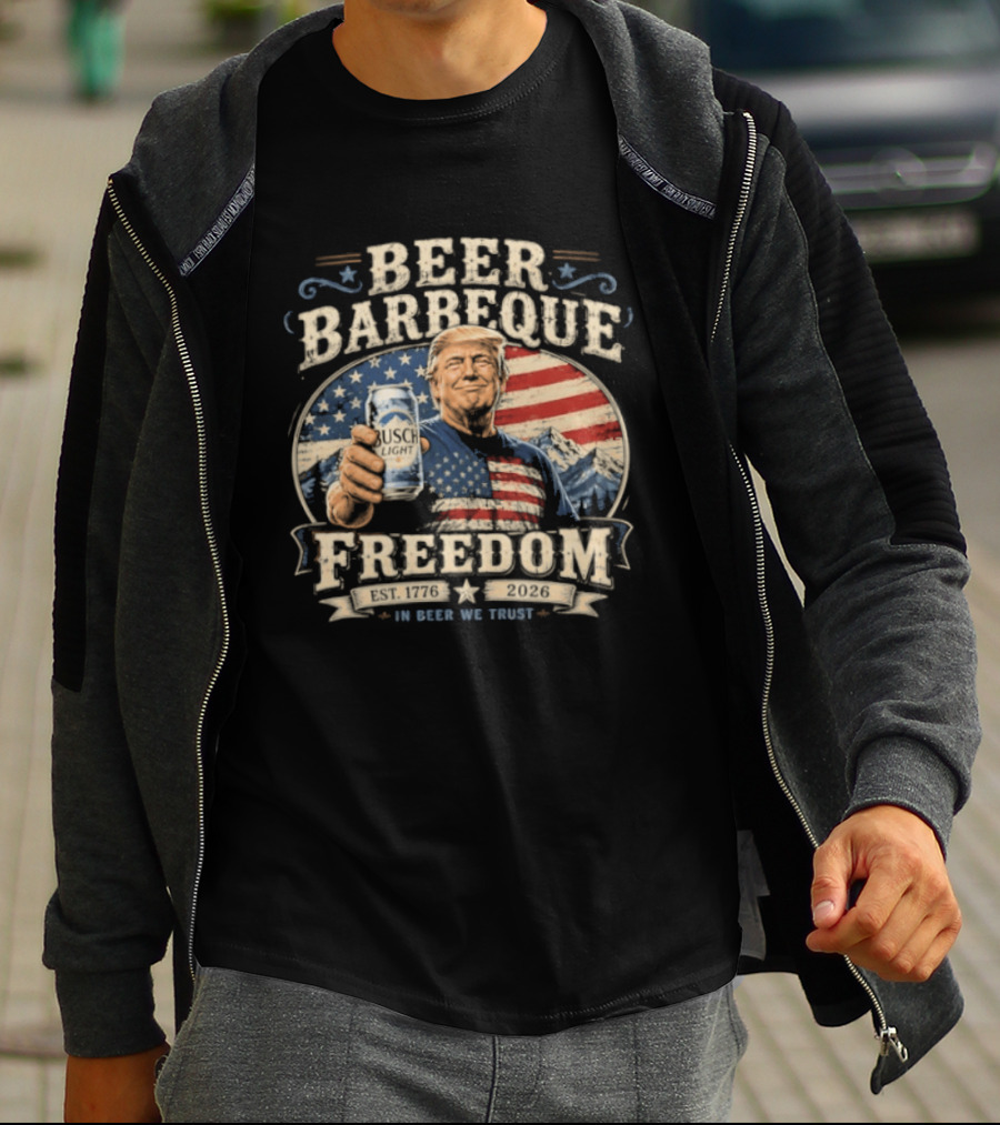Beer Barbeque Freedom In Beer We Trust 1776 2026 Patriotic 250 Years T-Shirt