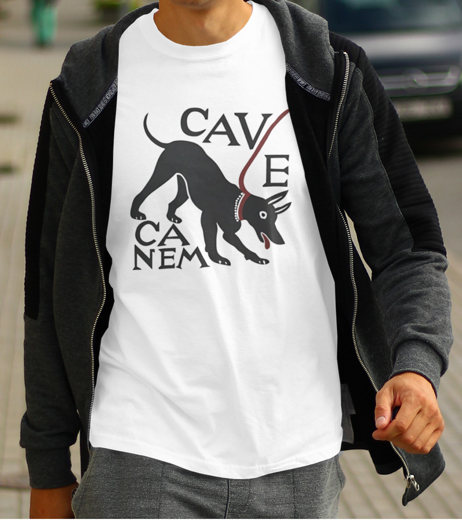 Cave Canem Beware Of The Dog Black Dog T-Shirt