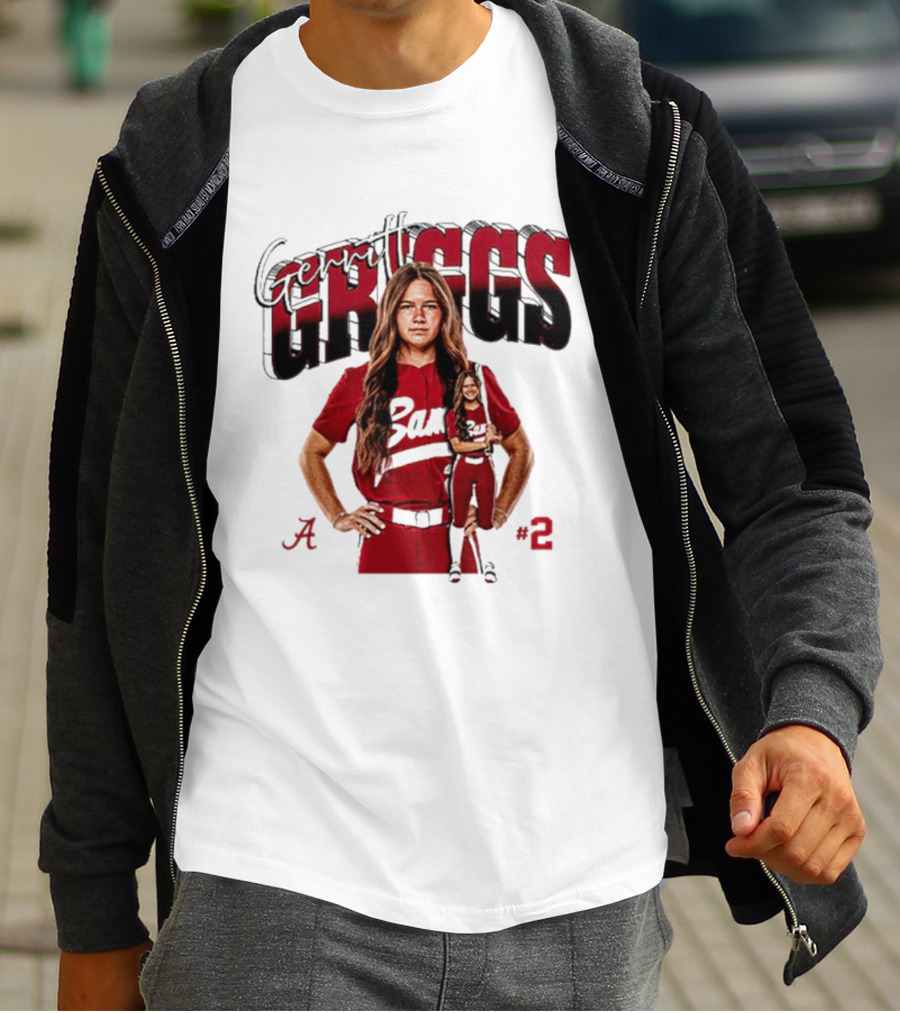 Gerritt Griggs Alabama Softball Player Red Uniform Number 2 T-Shirt