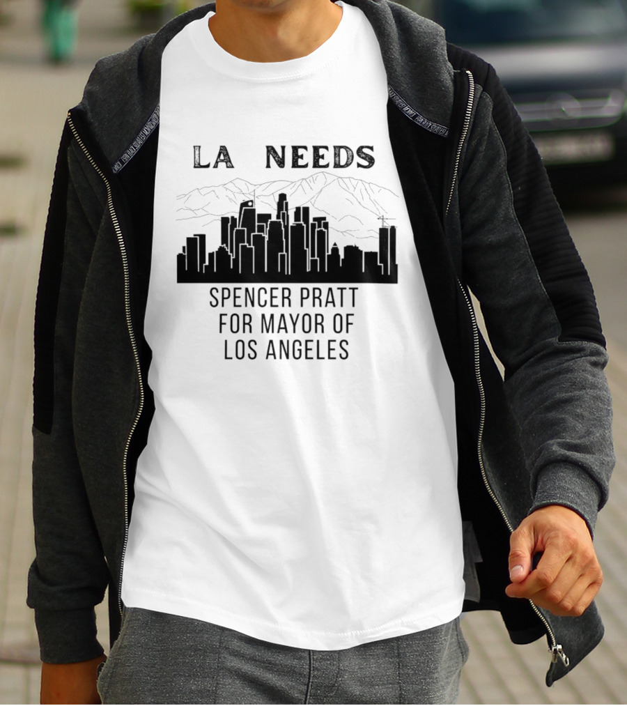 La Needs Spencer Pratt For Mayor Of Los Angeles Skyline Mountains T-Shirt