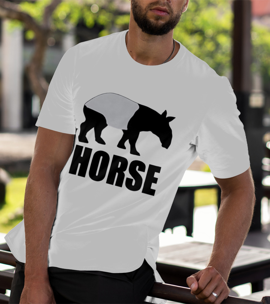 Mislabeled Animal Tapir Silhouette With Horse Text Optical Illusion T-Shirt