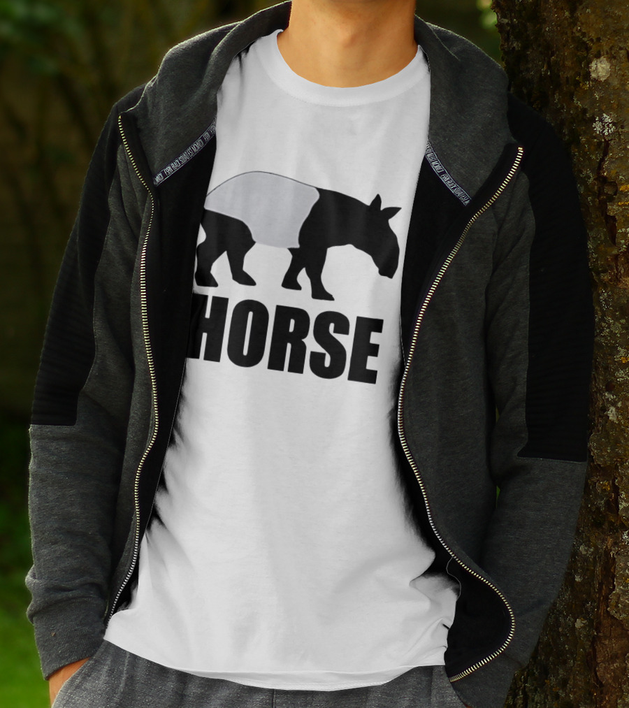 Mislabeled Animal Tapir Silhouette With Horse Text Optical Illusion T-Shirt