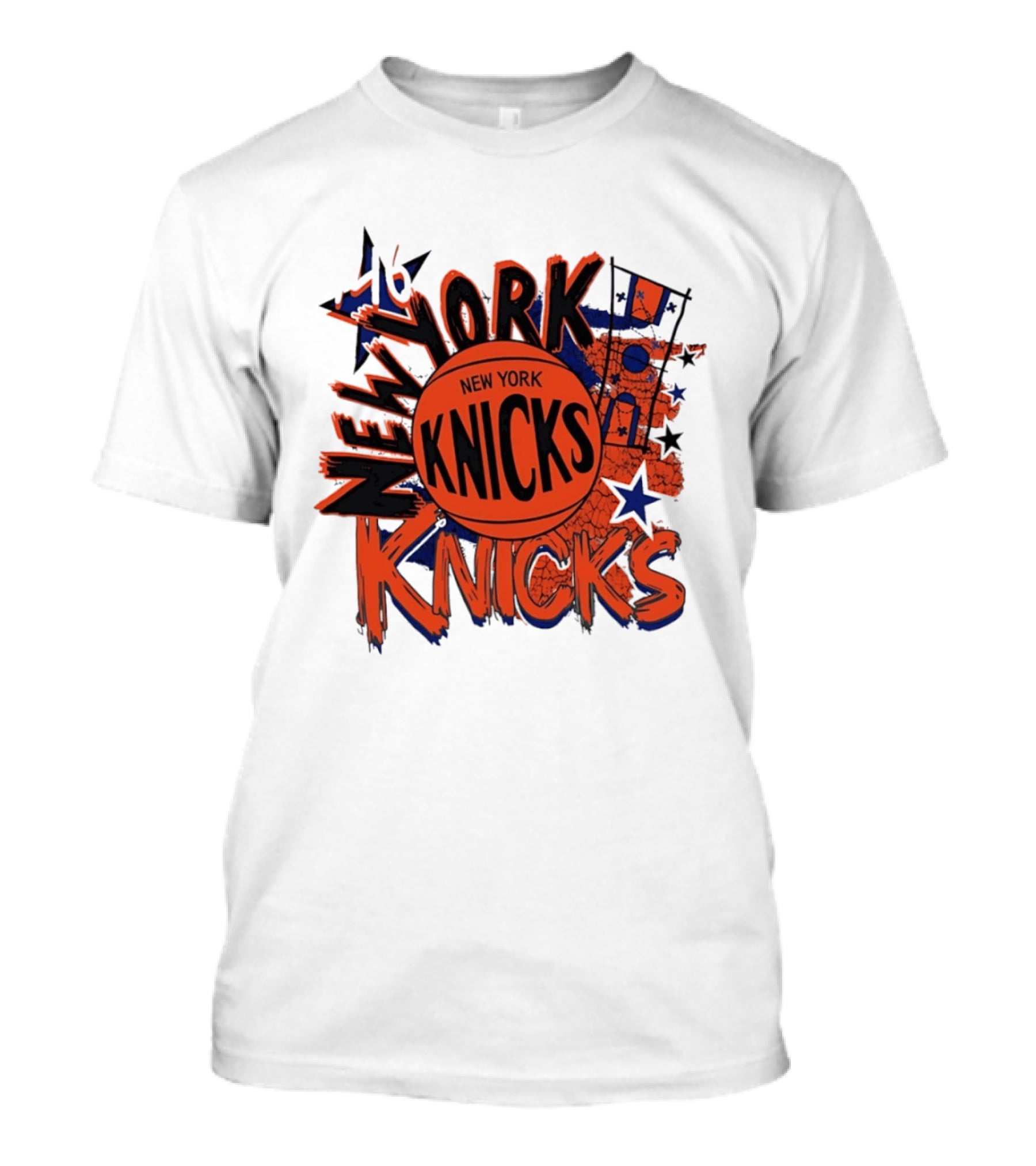 New York Knicks Vintage Basketball 46 Stars And Skyline T-Shirt