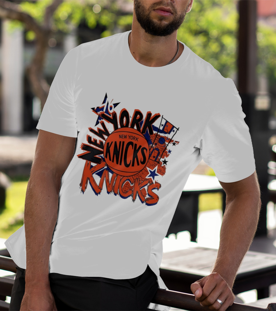 New York Knicks Vintage Basketball 46 Stars And Skyline T-Shirt