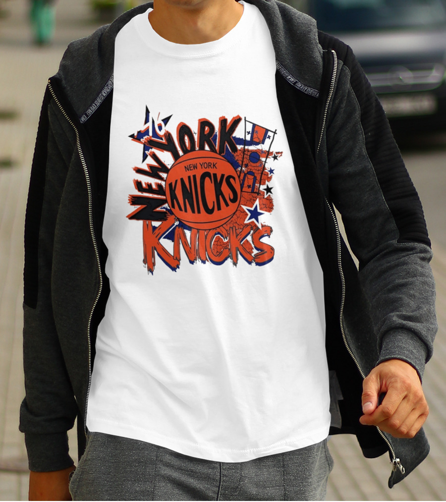 New York Knicks Vintage Basketball 46 Stars And Skyline T-Shirt