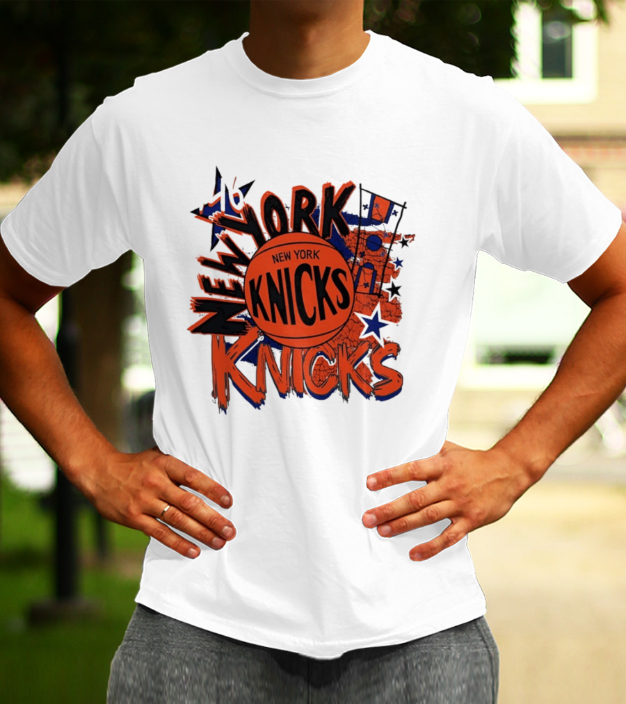 New York Knicks Vintage Basketball 46 Stars And Skyline T-Shirt
