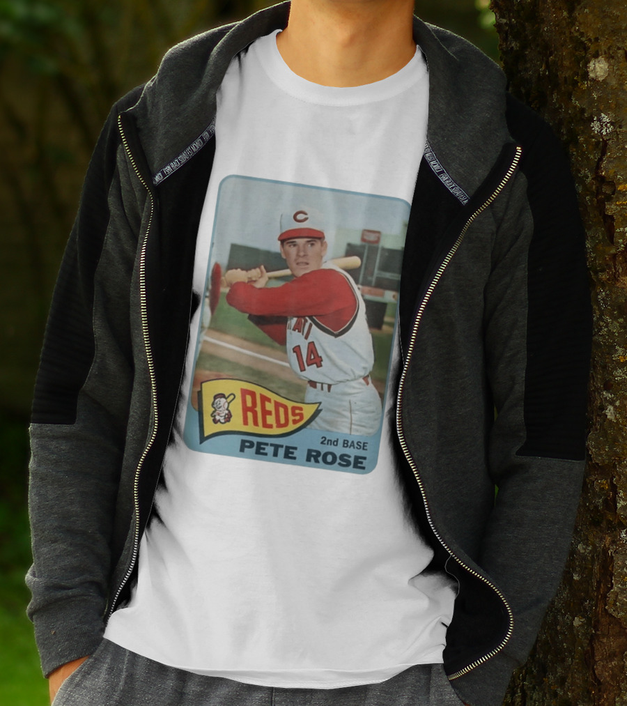 Cincinnati Reds Pete Rose 2nd Base Player Card Vintage Baseball T-Shirt