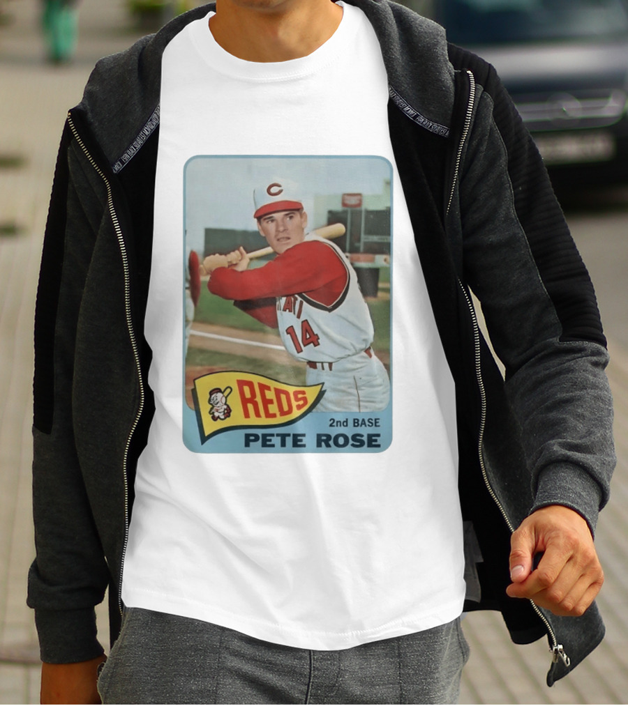 Cincinnati Reds Pete Rose 2nd Base Player Card Vintage Baseball T-Shirt