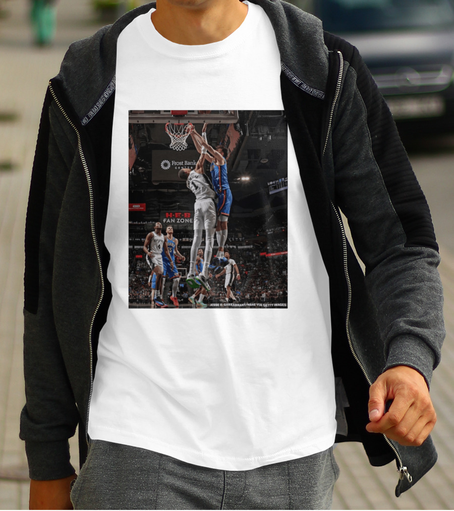 Victor Wembanyama San Antonio Spurs Dunk Vs Oklahoma City NBA Action T-Shirt