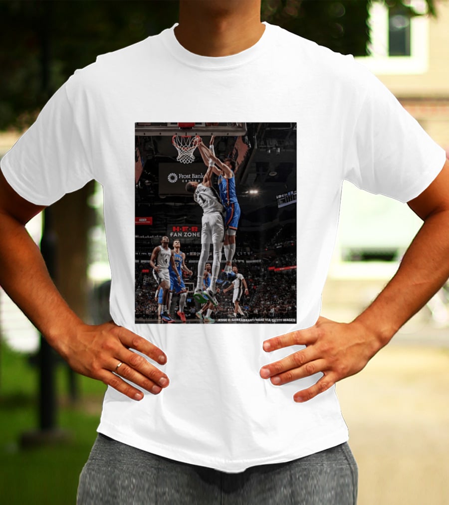 Victor Wembanyama San Antonio Spurs Dunk Vs Oklahoma City NBA Action T-Shirt