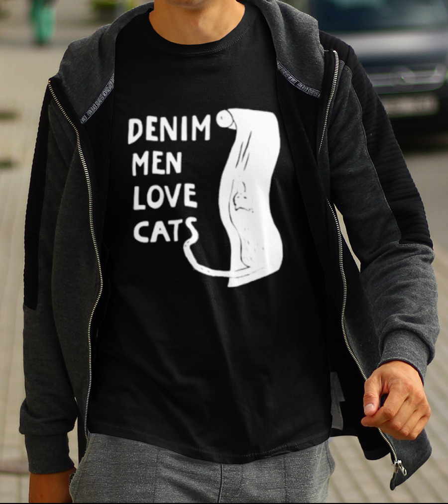 Denim Men Love Cats Fashion T-Shirt