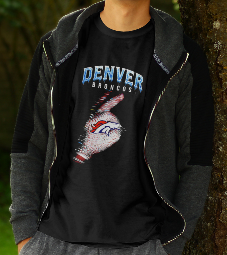 Denver Broncos Iceman 2026 Logo Glitched Hand Signal T-Shirt