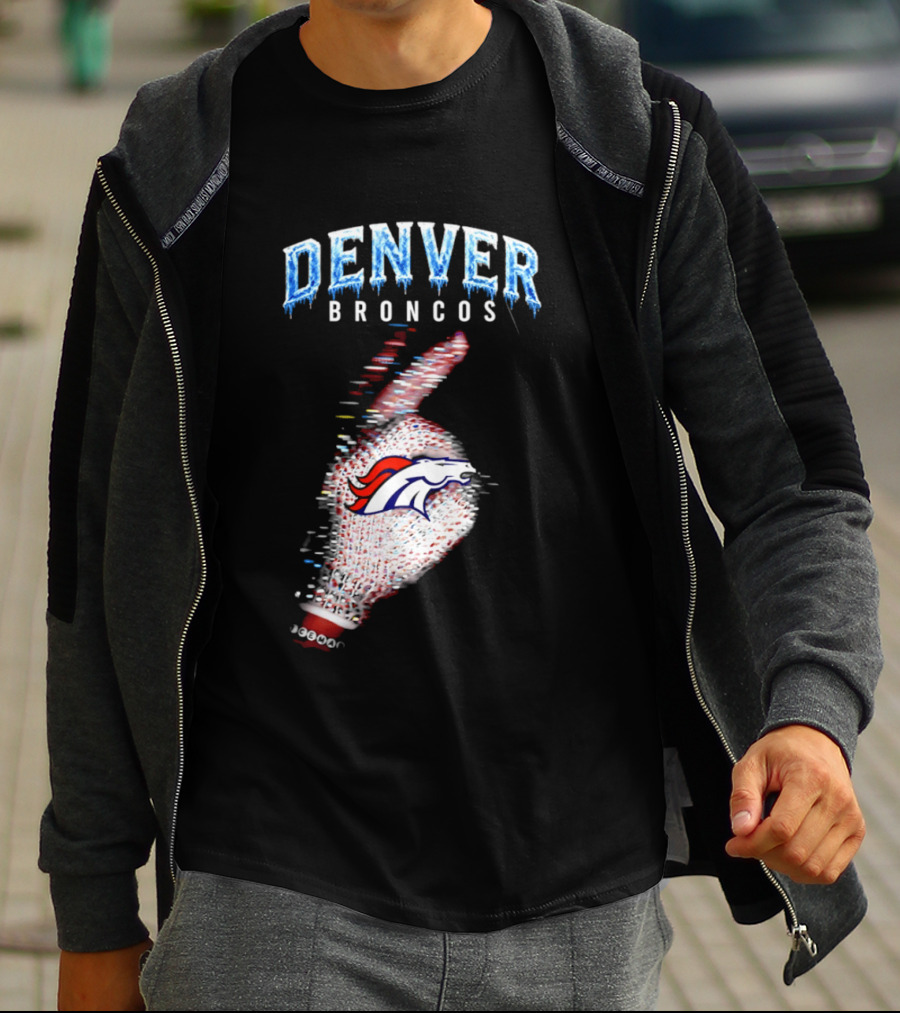 Denver Broncos Iceman 2026 Logo Glitched Hand Signal T-Shirt