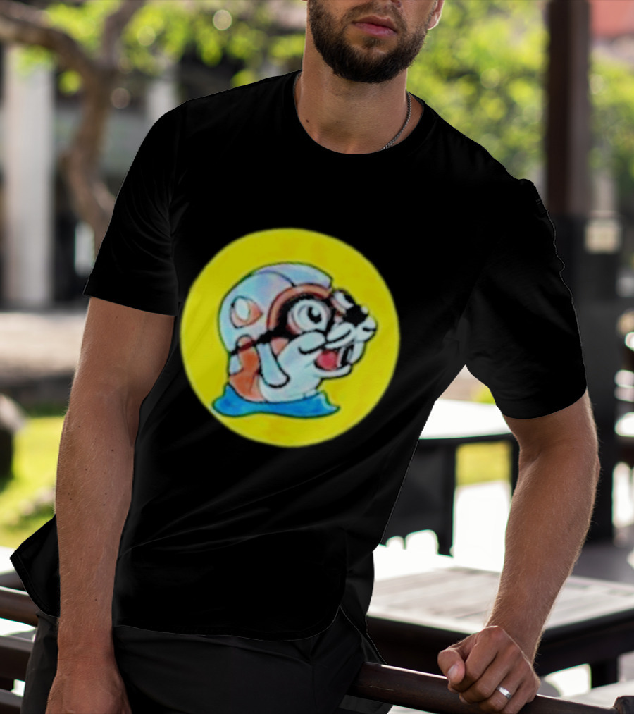 Gloopy Industries The Aquabeaver Cartoon Style Helmet And Water Circle T-Shirt