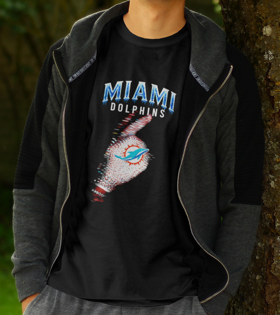 Miami Dolphins Iceman 2026 Glitch Effect Fan Gear T-Shirt