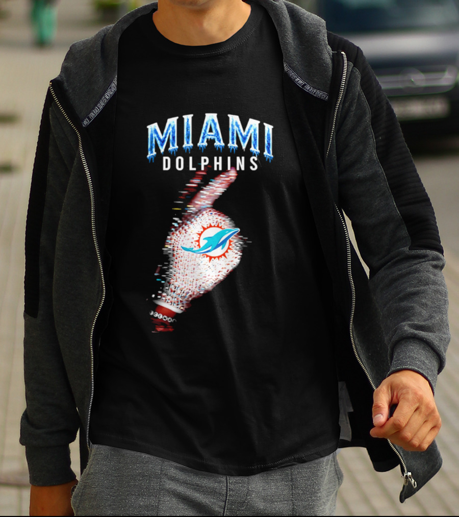 Miami Dolphins Iceman 2026 Glitch Effect Fan Gear T-Shirt