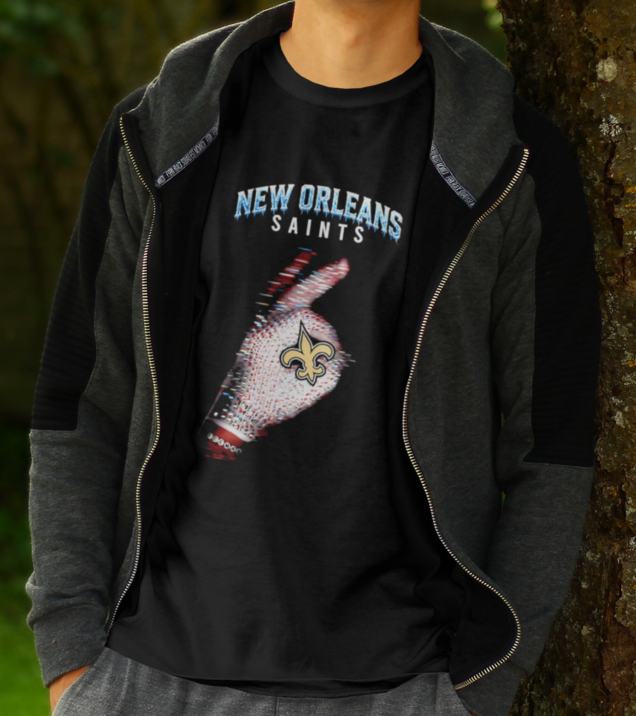New Orleans Saints 2026 Iceman Glitch Effect Fleur De Lis T-Shirt