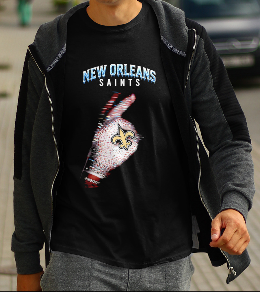 New Orleans Saints 2026 Iceman Glitch Effect Fleur De Lis T-Shirt