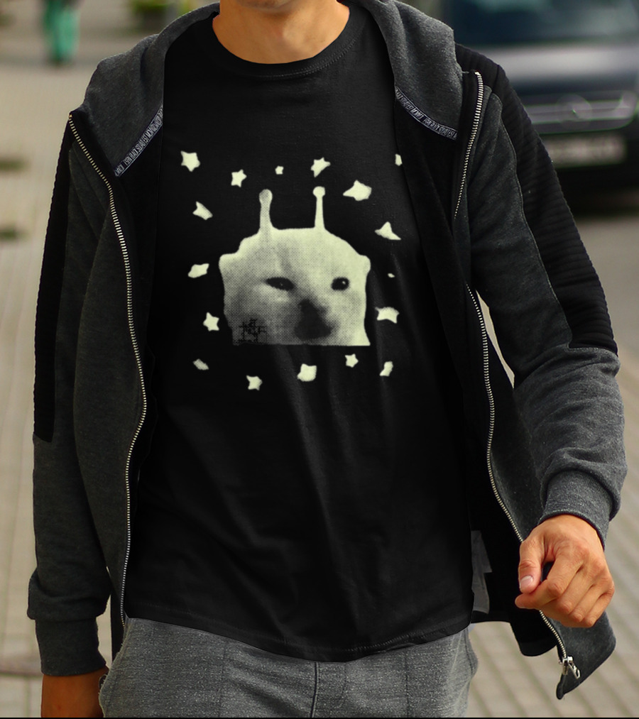 Y2K Alien Cat Meme With Stars T-Shirt