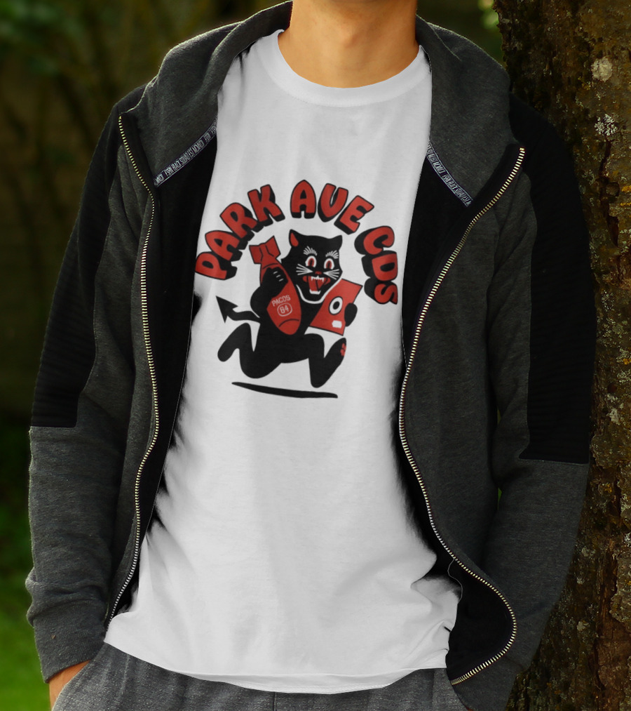 Park Ave CDS Black Cat Holding CD And Bomb T-Shirt
